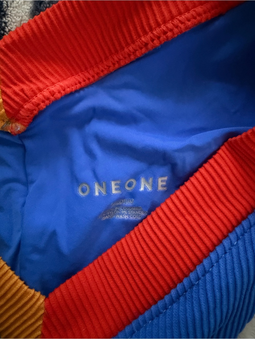OneOne Colorblock Blue, Red & Orange Ribbed Bikini Set - Picture 2 of 5